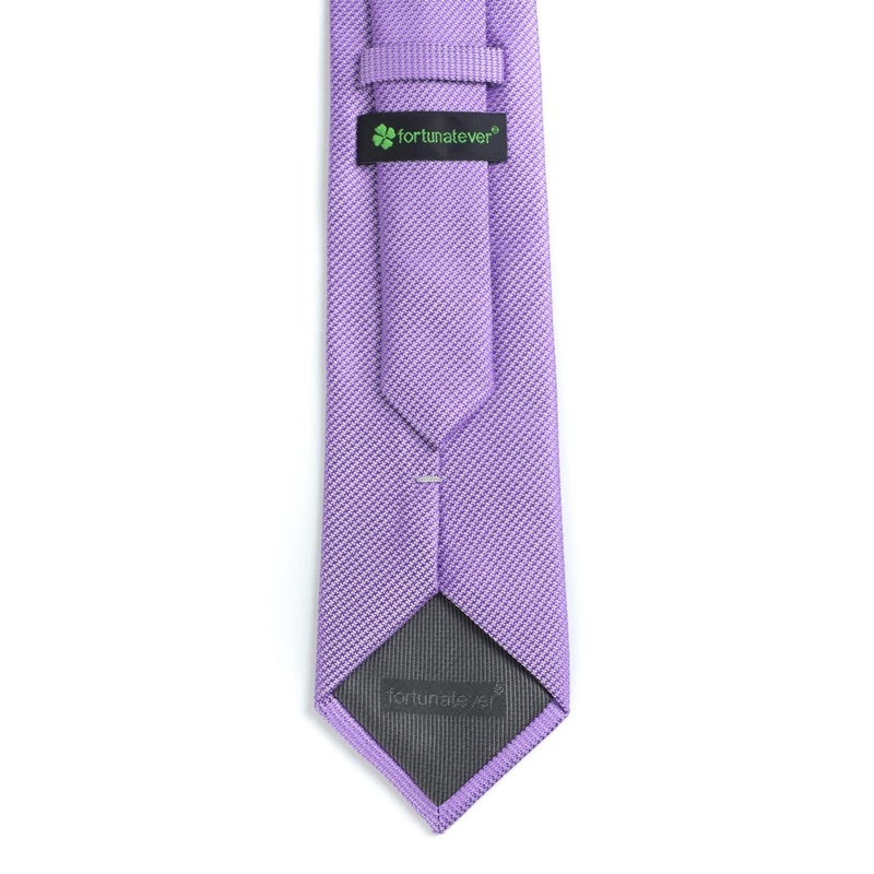 fortunatever Mens Solid Neckties,Lavender Ties For Men With Pocket Square+Gift Box,58"Ã—3.35" - Image 2